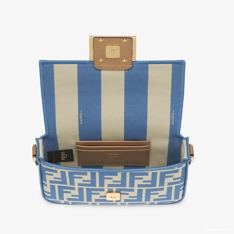Cheap Bag Fendi FF In Mini Blue Motif Fabric Baguette 0825